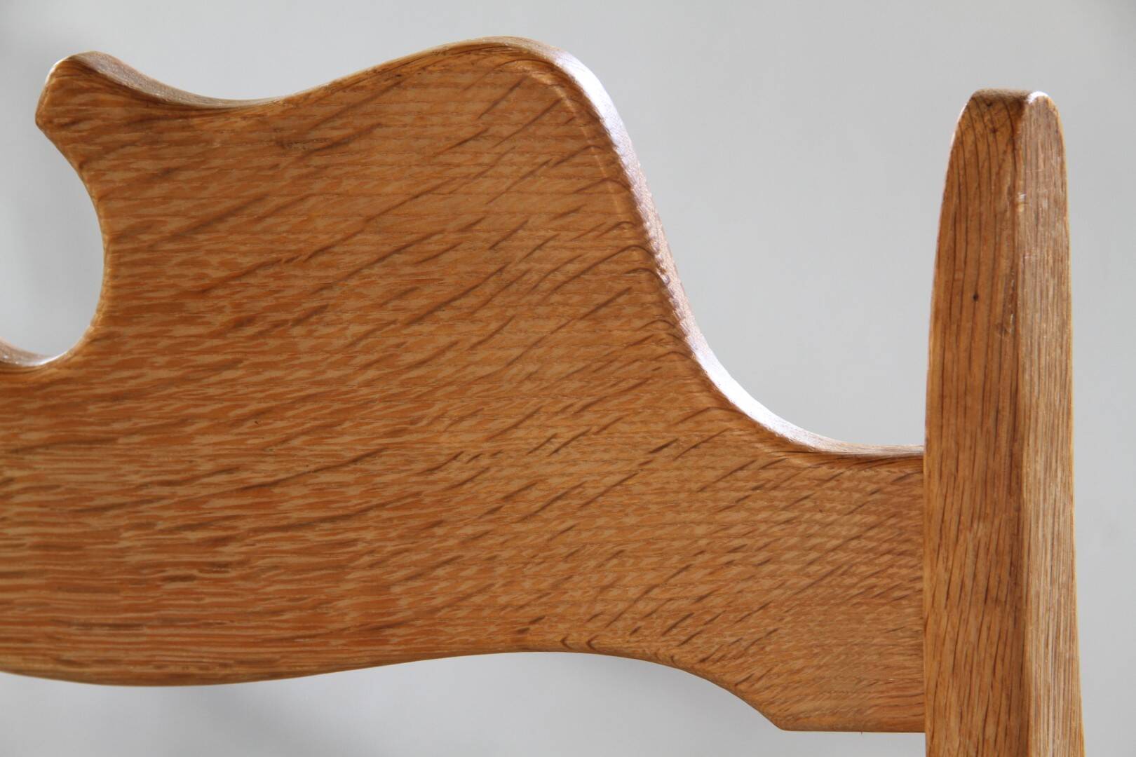 Vintage Brutalist Oak Razorblade Red Striped Armchair by H. Kjærnulf, 1960s
