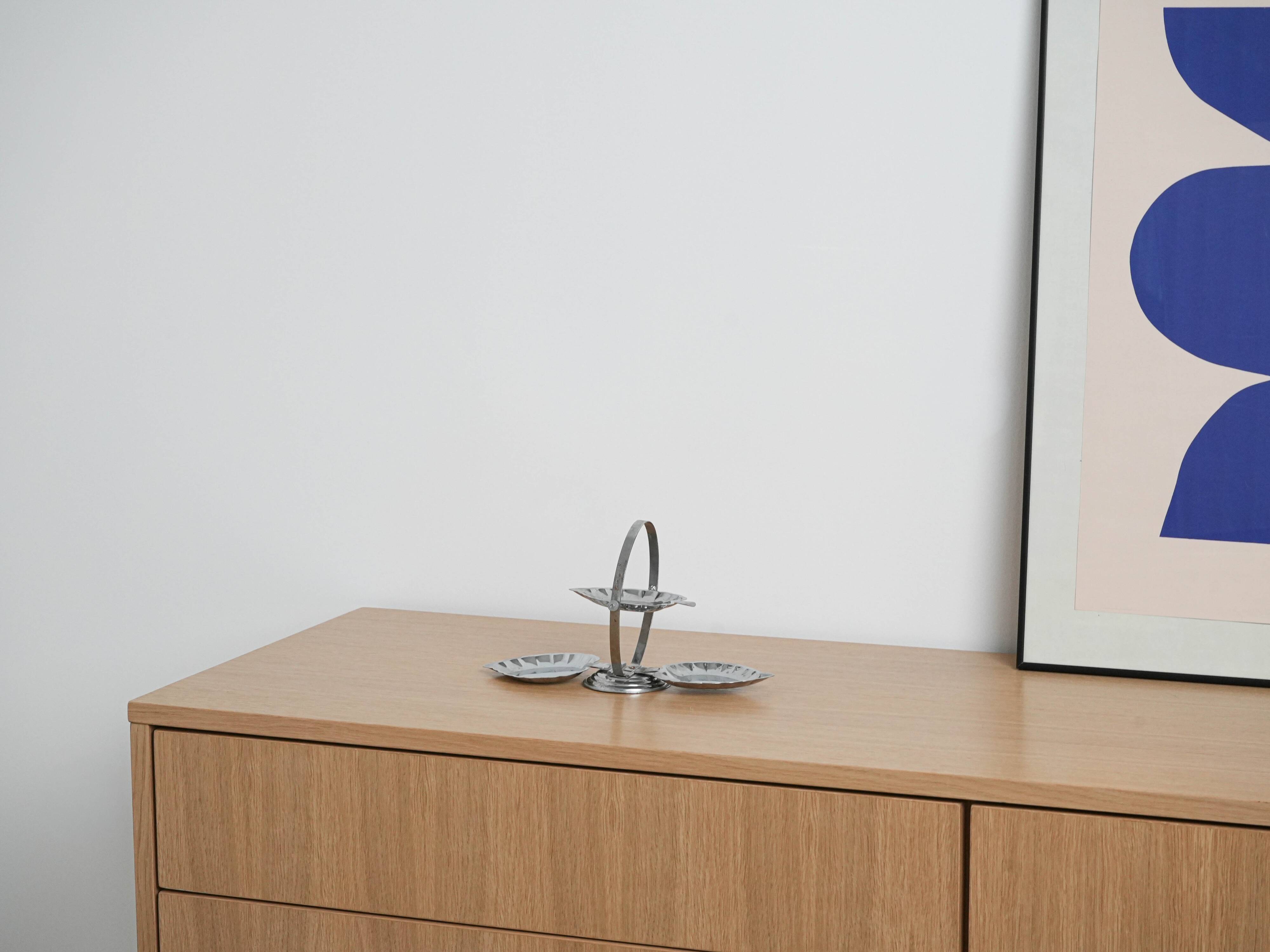 Three-tier metal cake stand, Italian design, 1970s, made in Italy