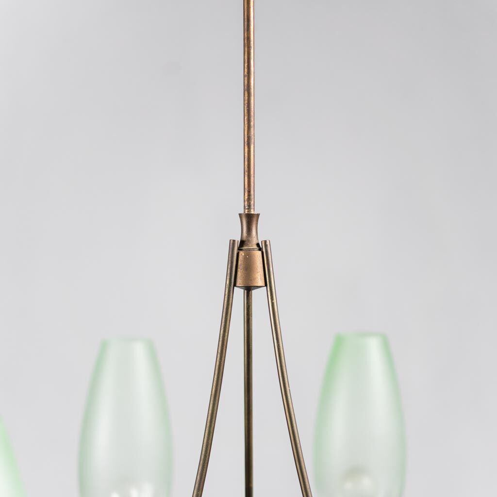 Vintage 1950s modern antique 6-light brass chandelier