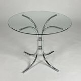 Vintage chrome glass round dining table 70s space age