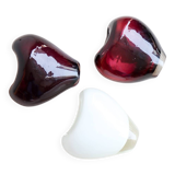Set of three blown glass vases – deep purple and opaline white
