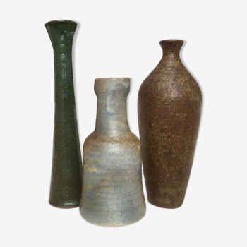 Vintage sandstone vase trio