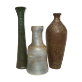 Vintage sandstone vase trio