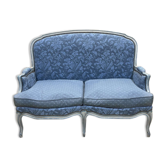 Canapé de style Louis XV des années 70 en hêtre, coussins d'assise en plume