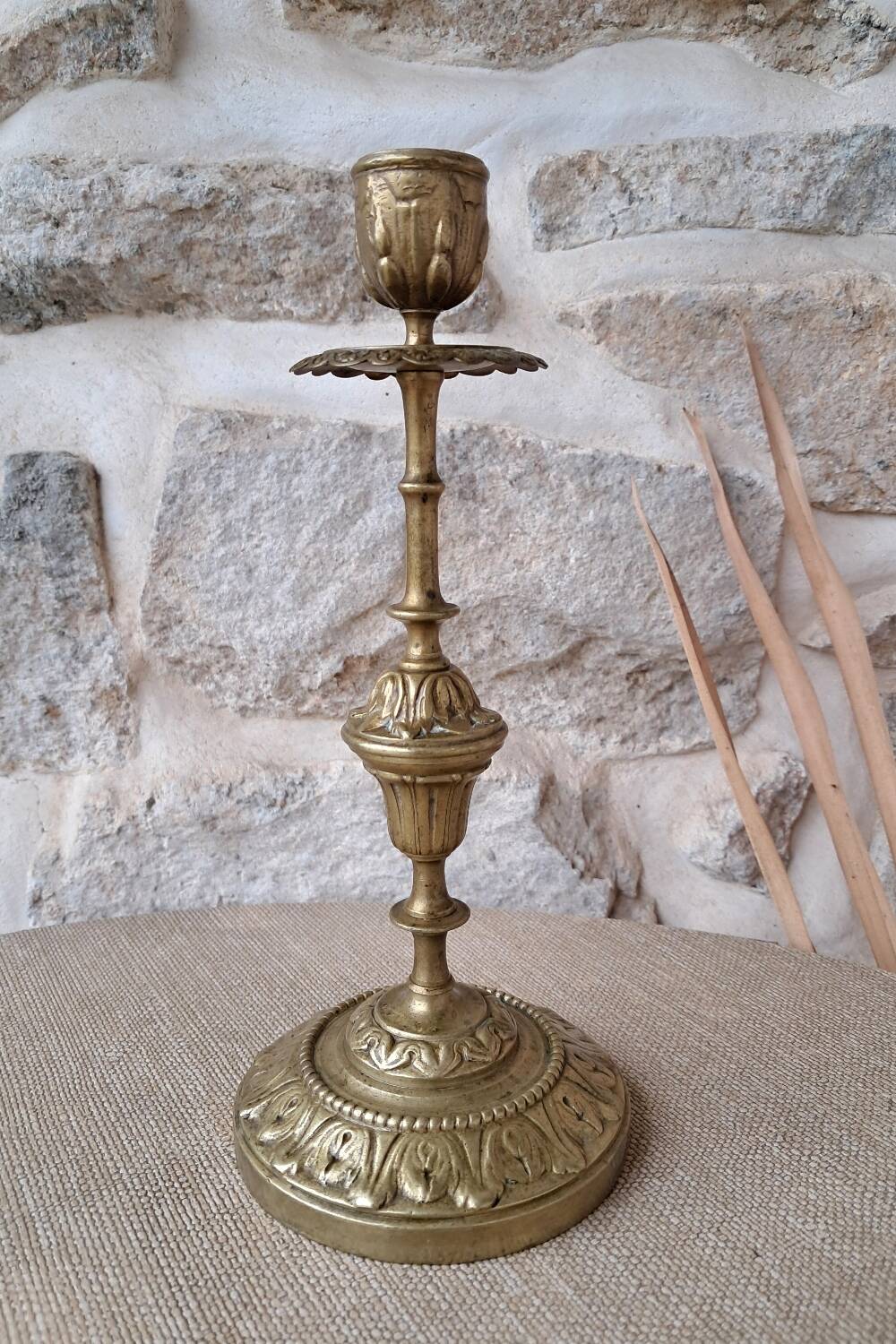 Antique brass candle holder