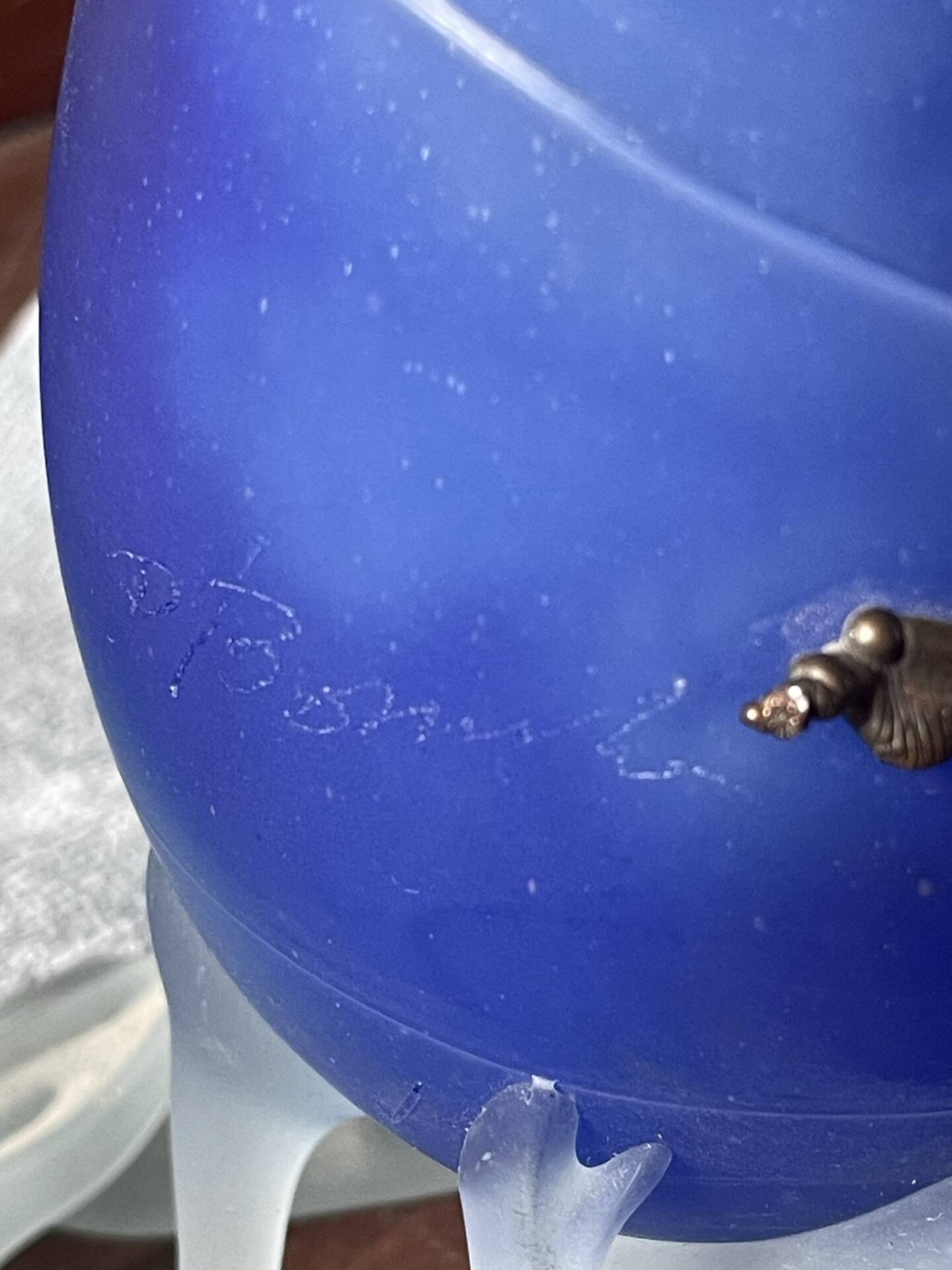 glass paste vase signed, bronze mount