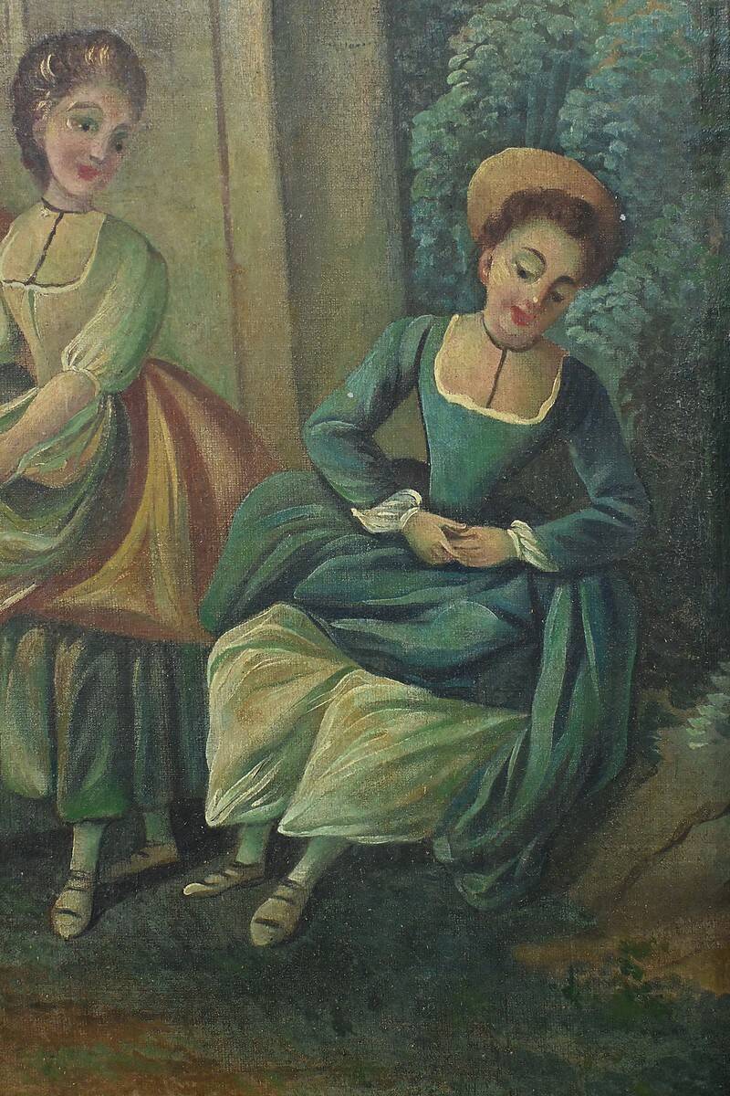 Painted wooden trumeau mirror, Louis XV style – first part of the 20th century