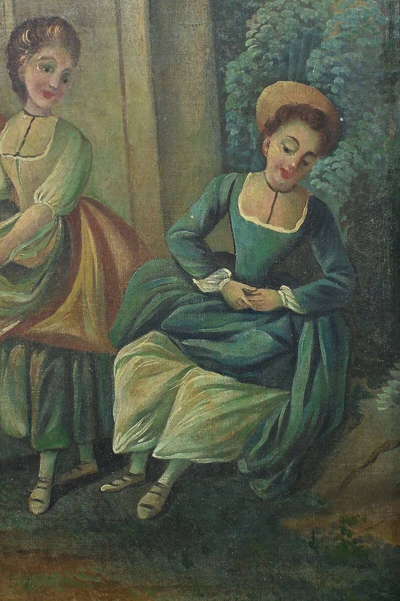 Painted wooden trumeau mirror, Louis XV style – first part of the 20th century