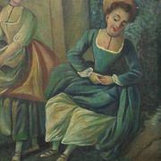 Painted wooden trumeau mirror, Louis XV style – first part of the 20th century