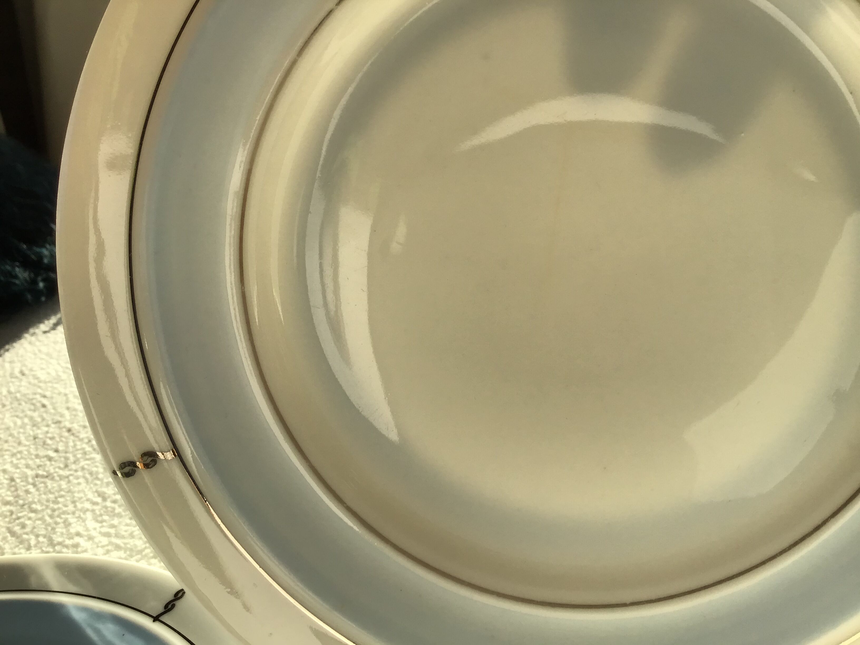 7 Dessert plates + dish in fine sky blue porcelain