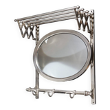 Antique Metal Train Coat Rack with Mirror French Luggage Rack