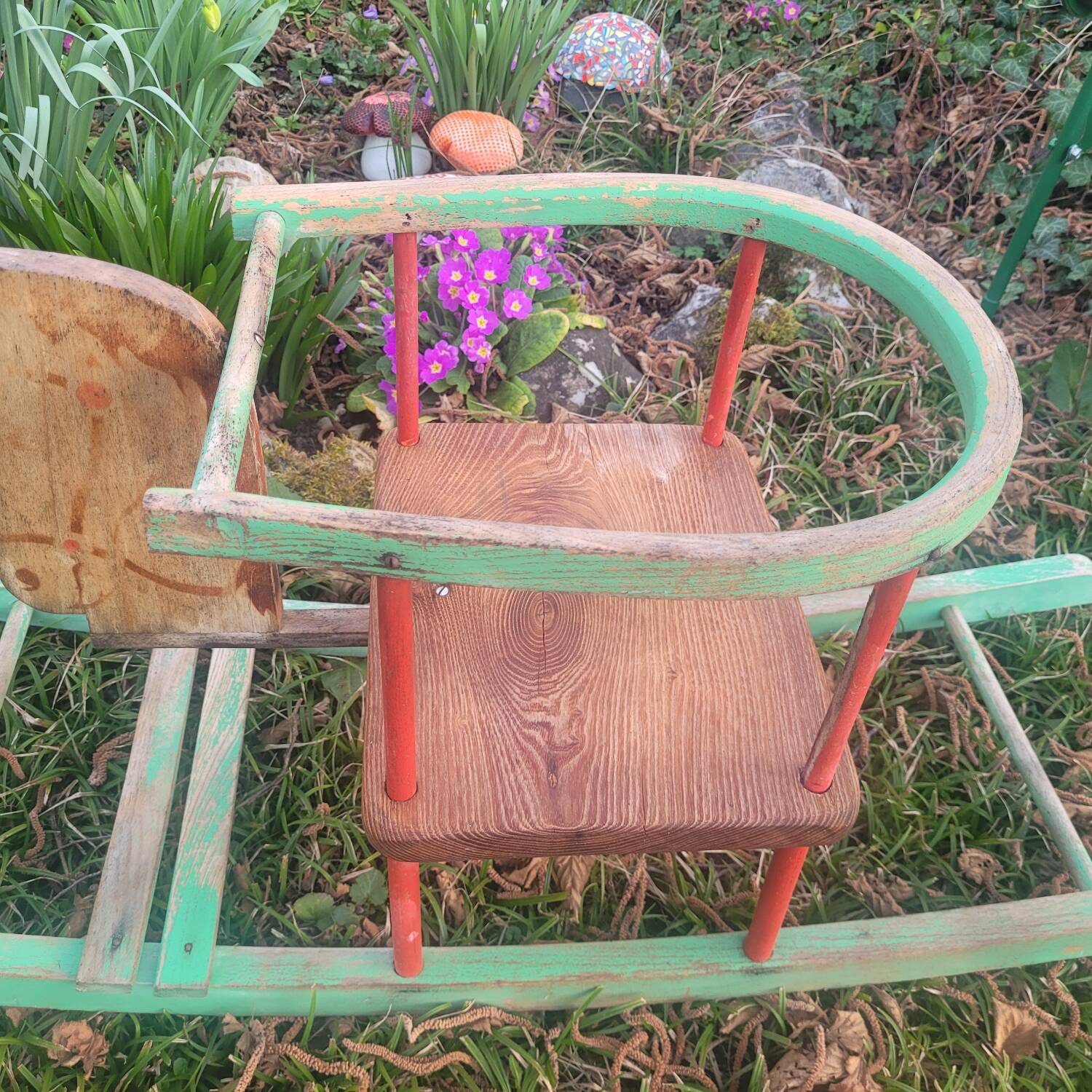 Cheval à Bascule en Bois Brut – Vintage 1950