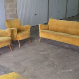 Set of lounge couch sofa 2 chairs 50s vintage