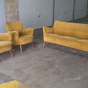 Set of lounge couch sofa 2 chairs 50s vintage