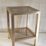 Side table in gilded metal and smoked glass - mid. 20th century