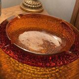 Vintage Amber Textured Glass Ashtray – 1970s – Space Style