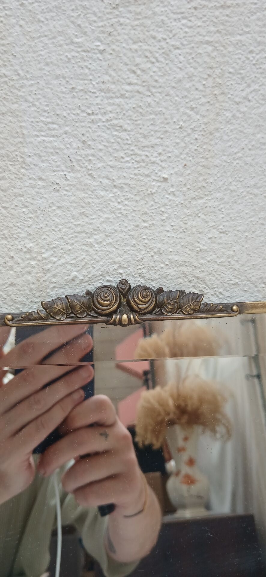 Bevelled mirror with brass frame Art Deco