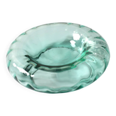 Vintage Teal Blown Glass Ashtray, Mid-Century Italian Ashtray / 1970s