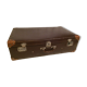 Suitcase vintage leather inside and brown carpeted home