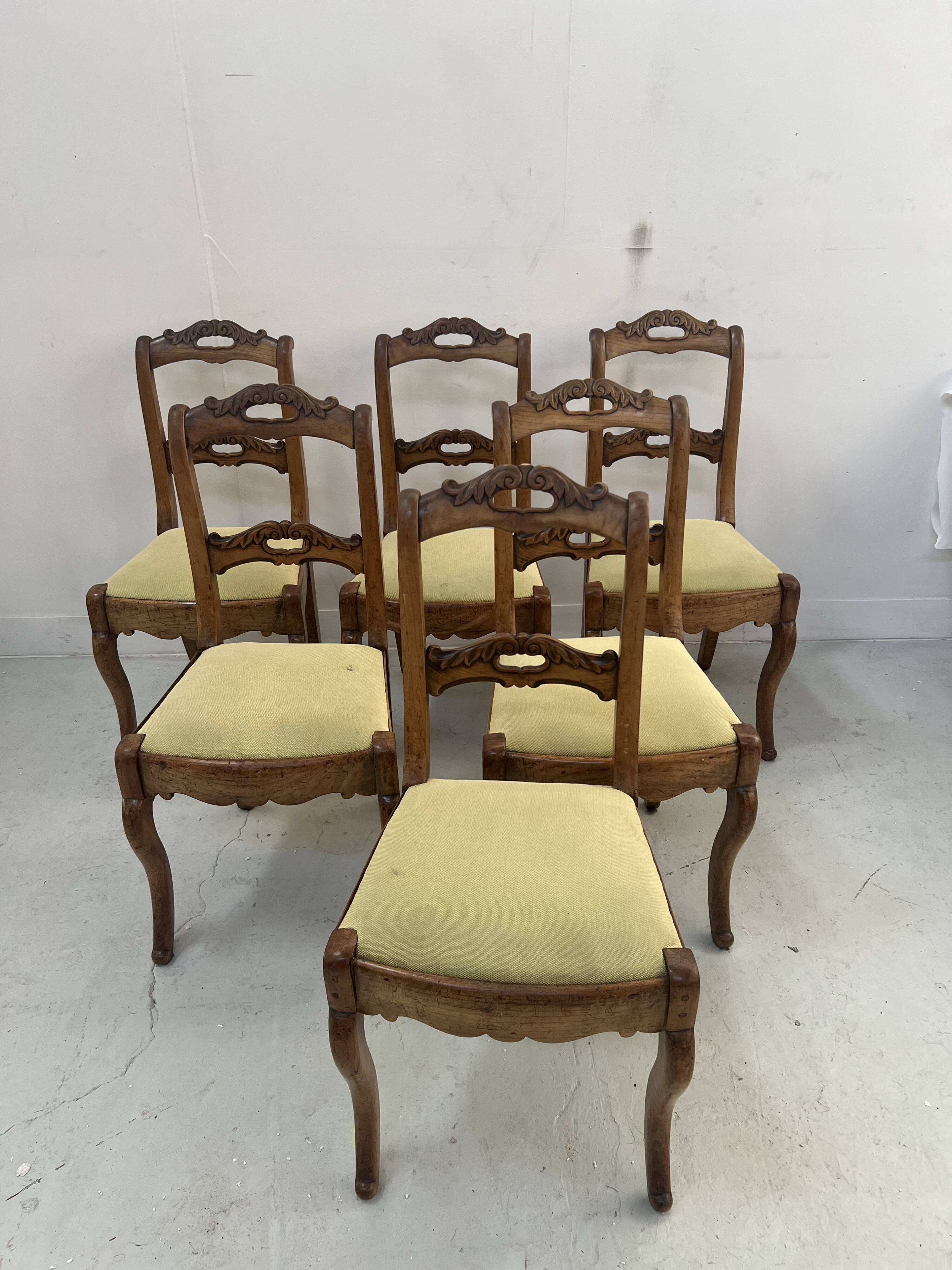 Set of six Louis Philippe style chairs in cherry wood, 19th century