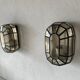 Pair of black iron wall sconces with structured glass by Limburg, 1960s, Germany.