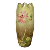 Vase ancien Legras – Verre dépoli vert à décor floral - Art Nouveau