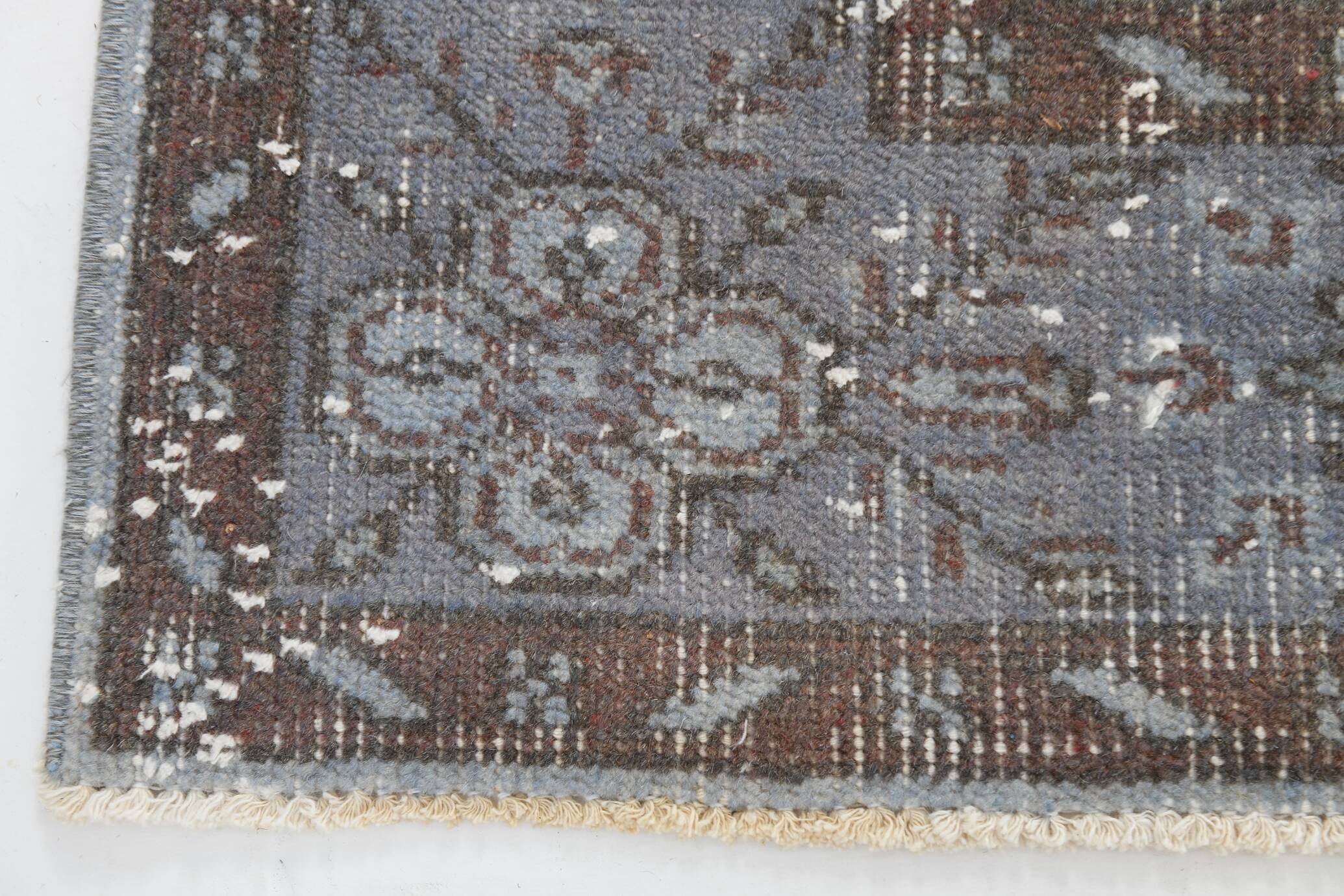 6x10 Rug For Living Room Bordered Blue Turkish Vintage Area Rug, 184x301Cm SK 1512