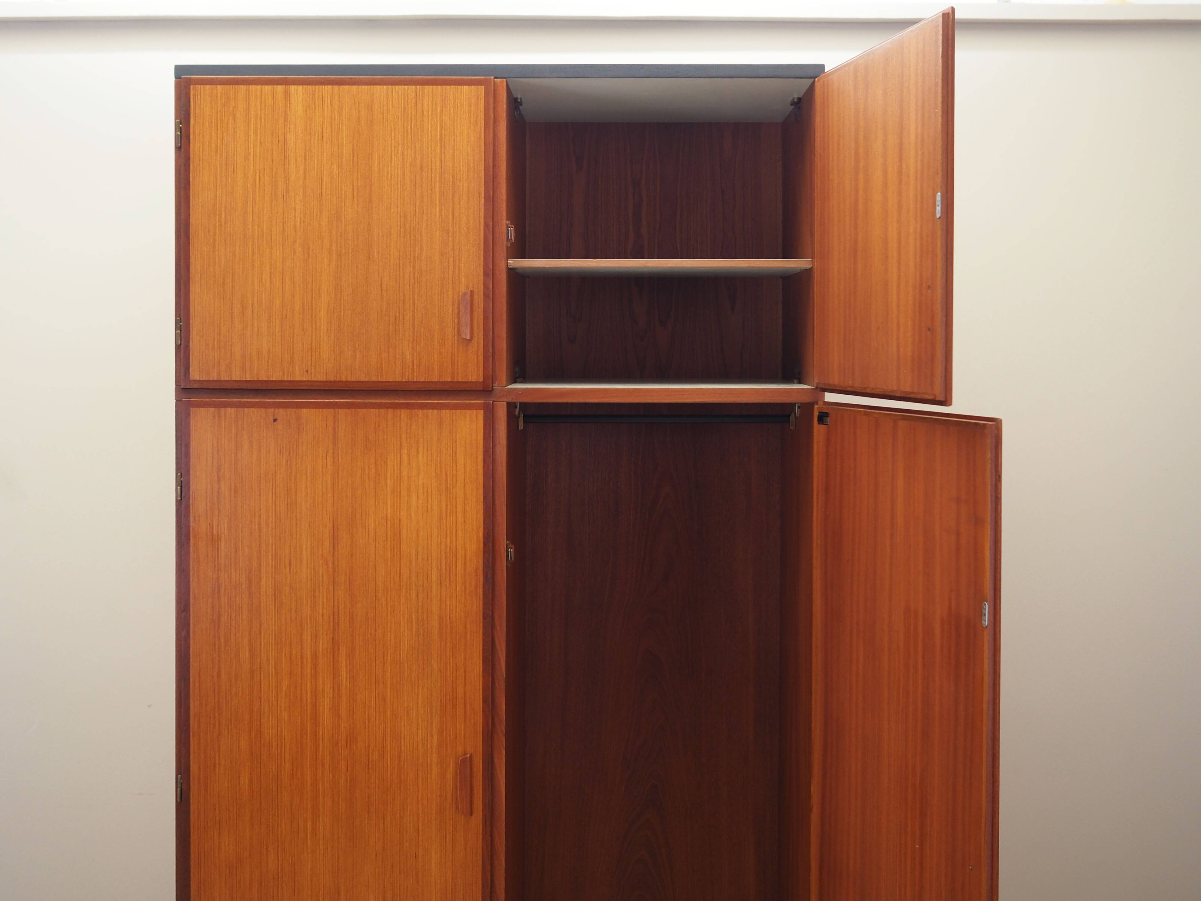 Teak wardrobe, Danish design, 1970s, manufacturer: Omann Jun