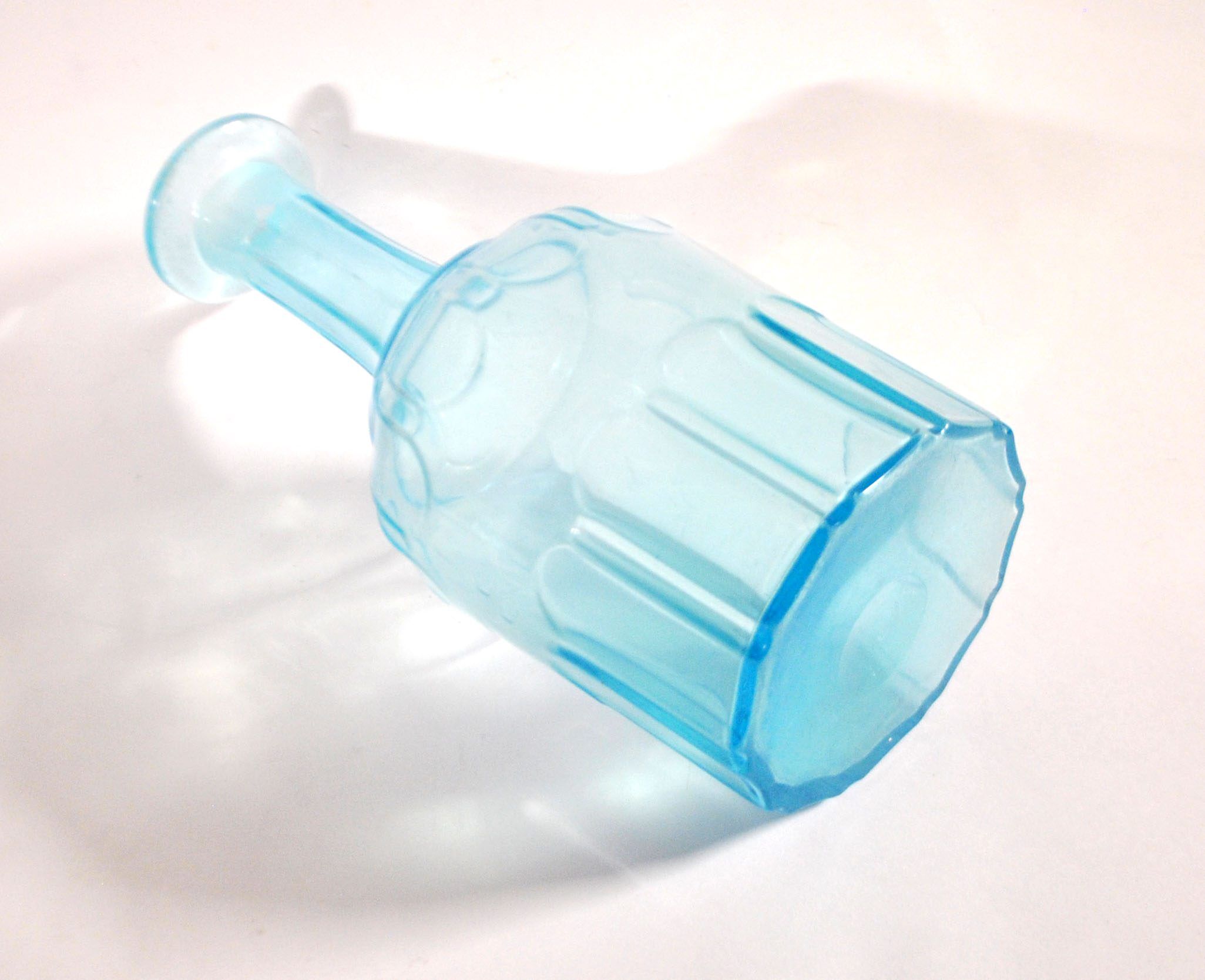 Vintage glass carafe in light blue blown glass 22cm