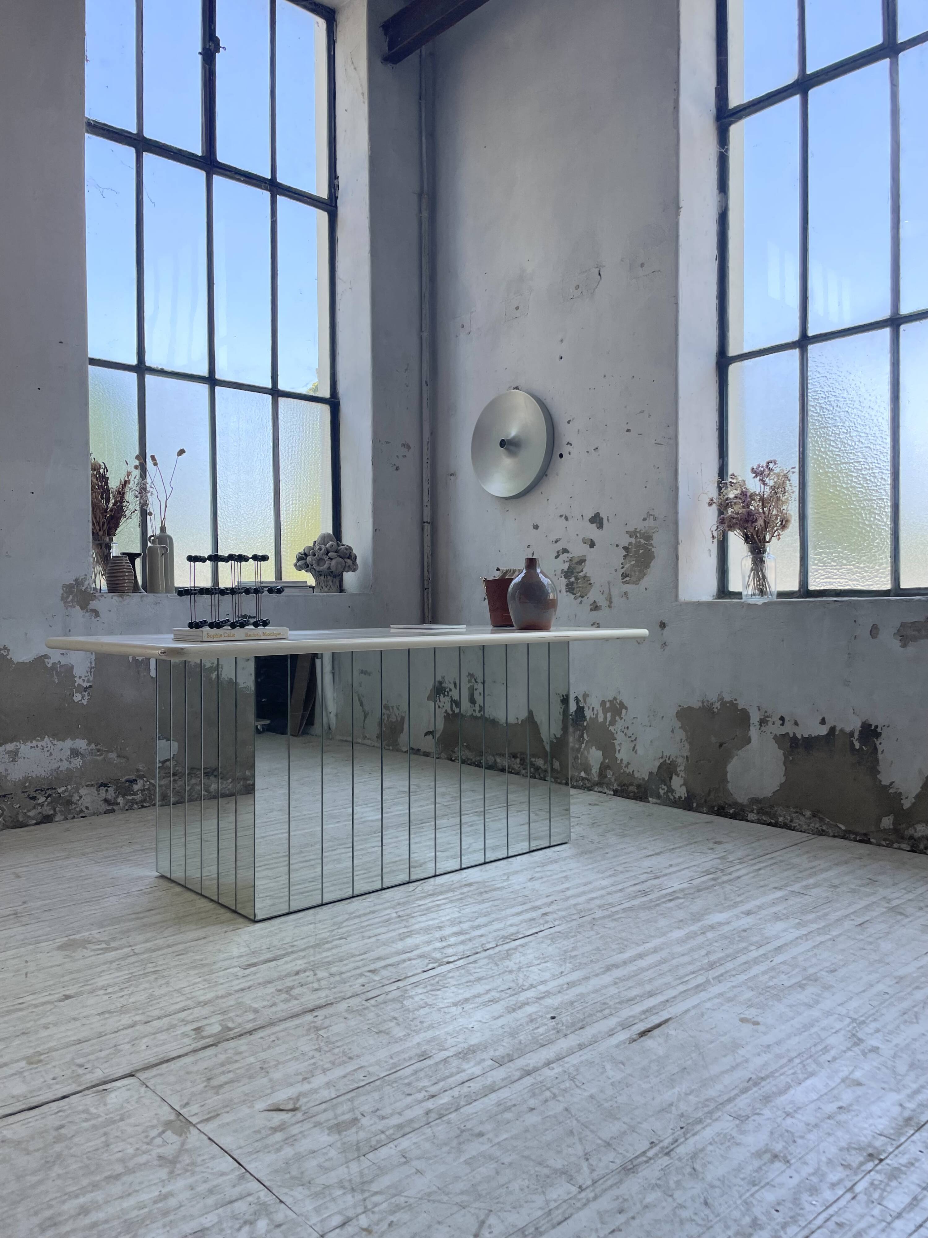 80s lacquered desk and mirror