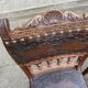 4 Henri II chairs in solid wood and leather from the 19th century.