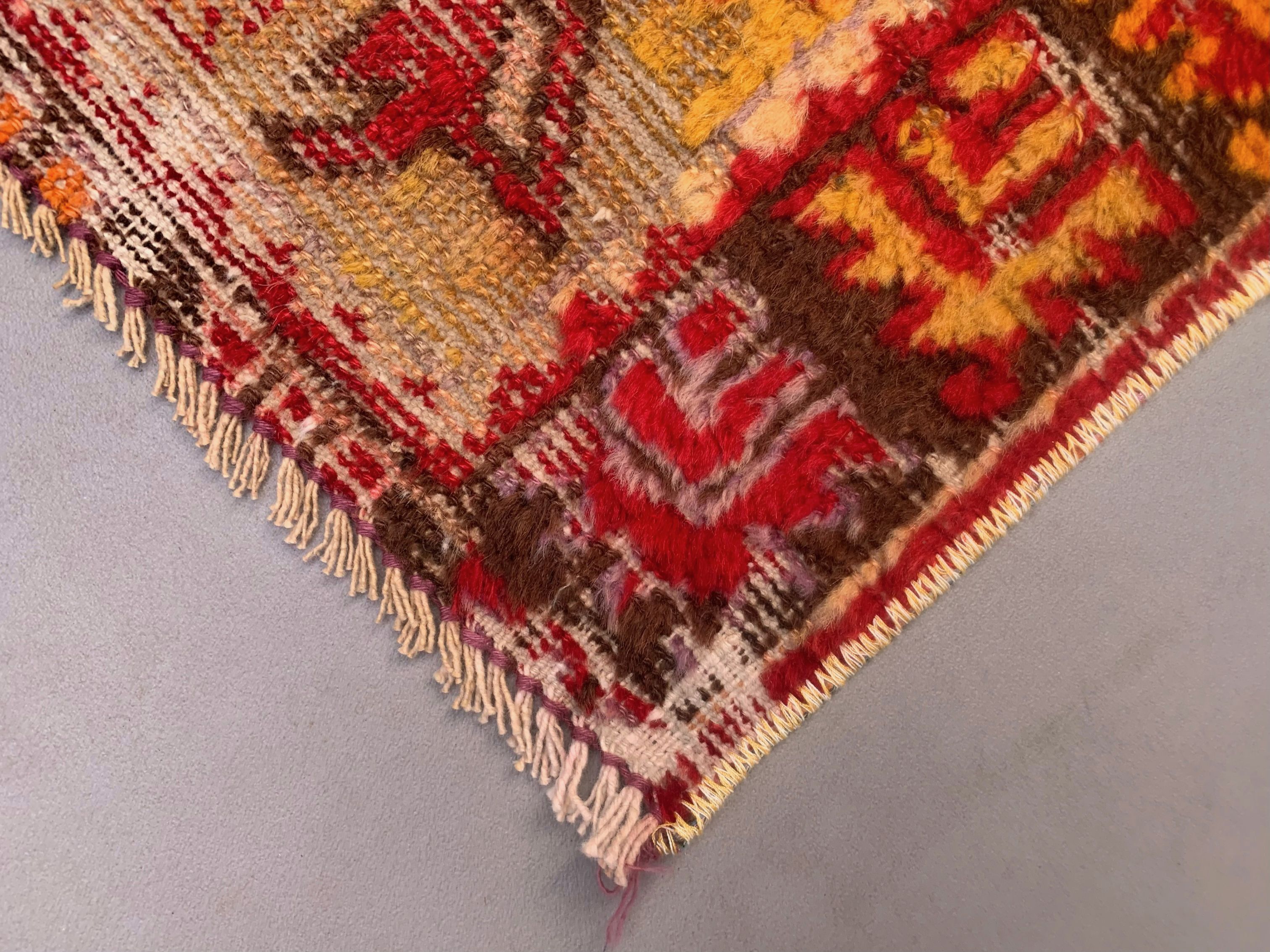 Turkish oushak rug 140x77 cm vintage carpet