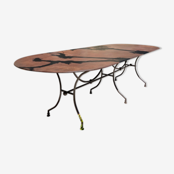 Artisanal wrought iron garden table