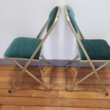 Lot of 2 velvet folding chairs