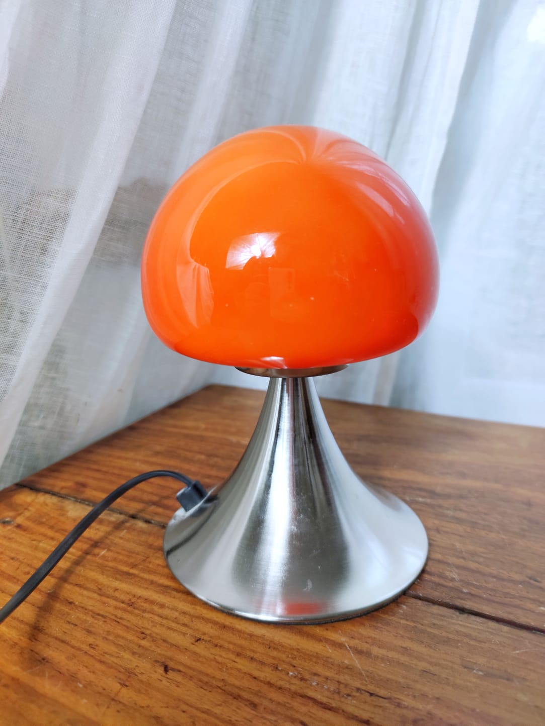 Small orange vintage mushroom lamp