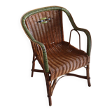 Antique two-tone rattan armchair