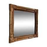 Bamboo rattan mirror from the 70s, French Riviera.