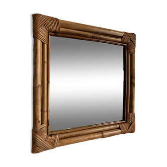 Miroir rotin bambou années 70 french riviera