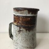 Brown grey enamelled stoneware pitcher