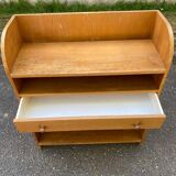 1960s Scandinavian wooden shelf with drawer