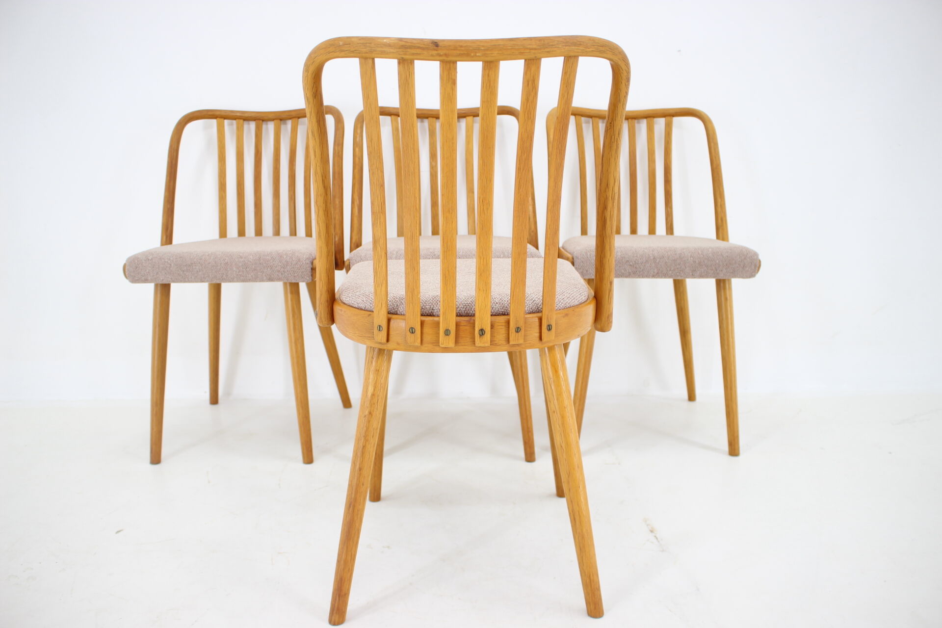 1970s Antonin Suman Set of 4 Oak Dining Chairs, Czechoslovakia