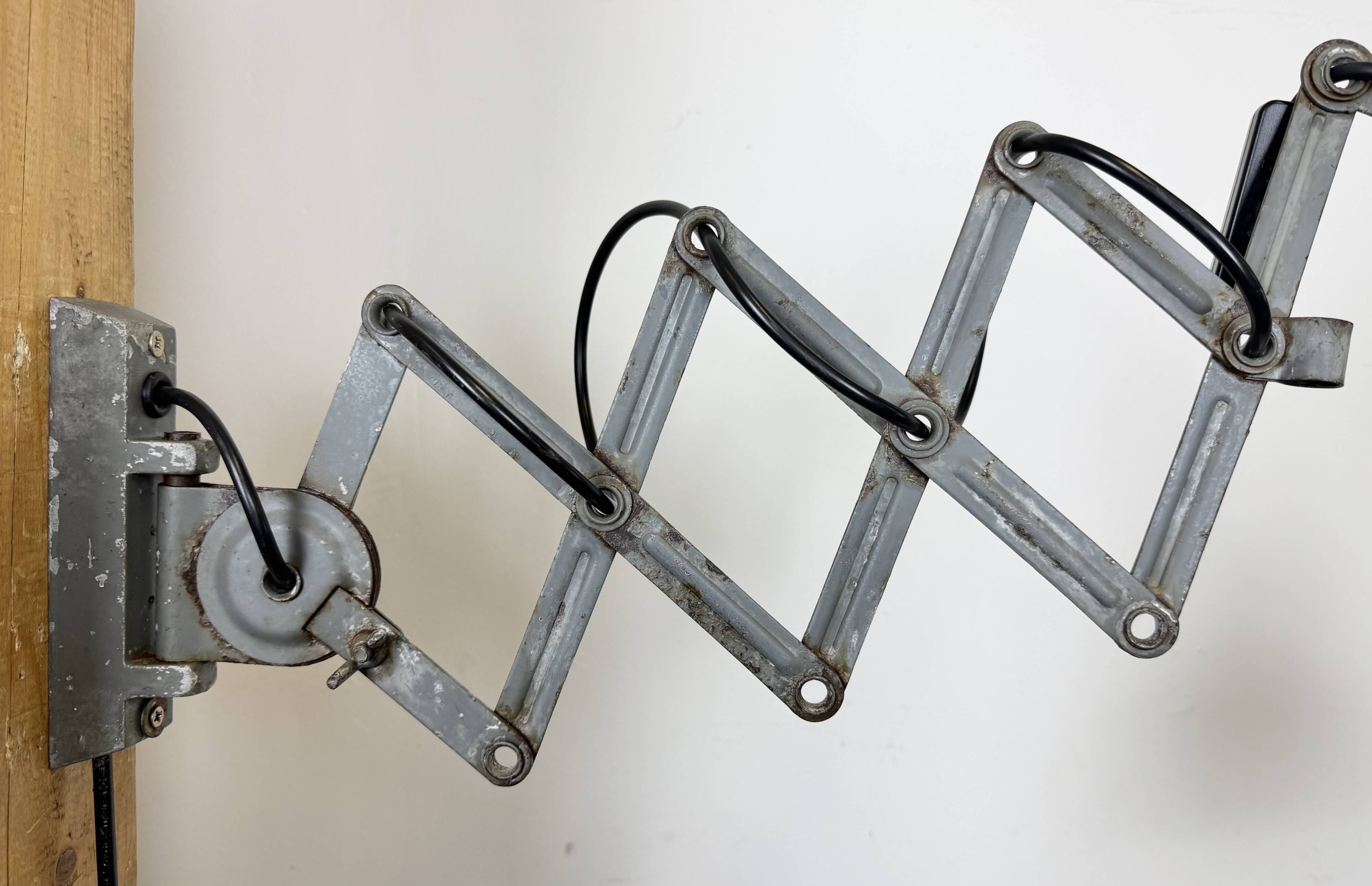 Grey Industrial Gooseneck Scissor Wall Lamp from Elektroinstala, 1960s
