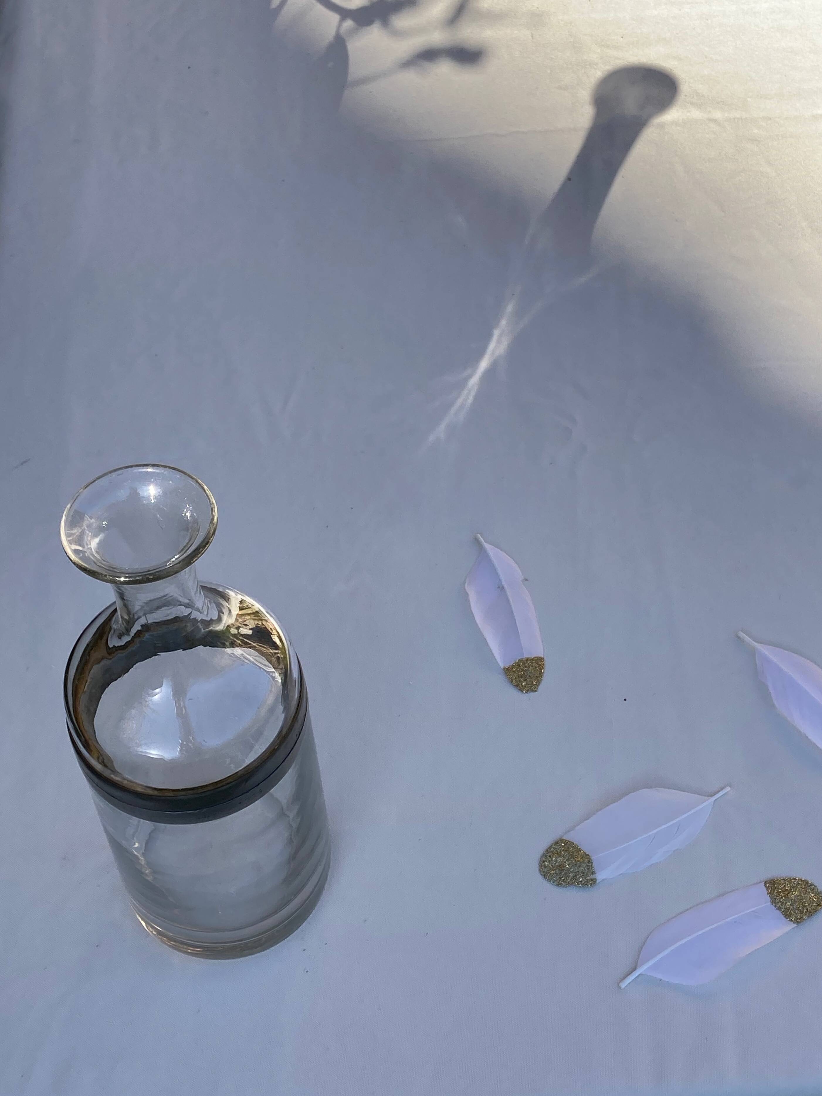 Glass and pewter screw carafe, early 20th century