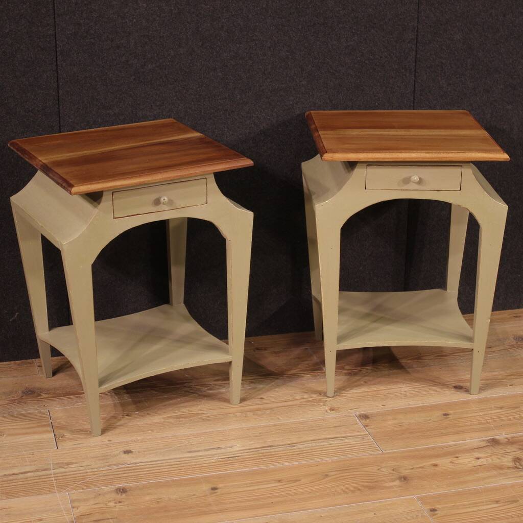 Pair of painted design bedside tables from the 80s