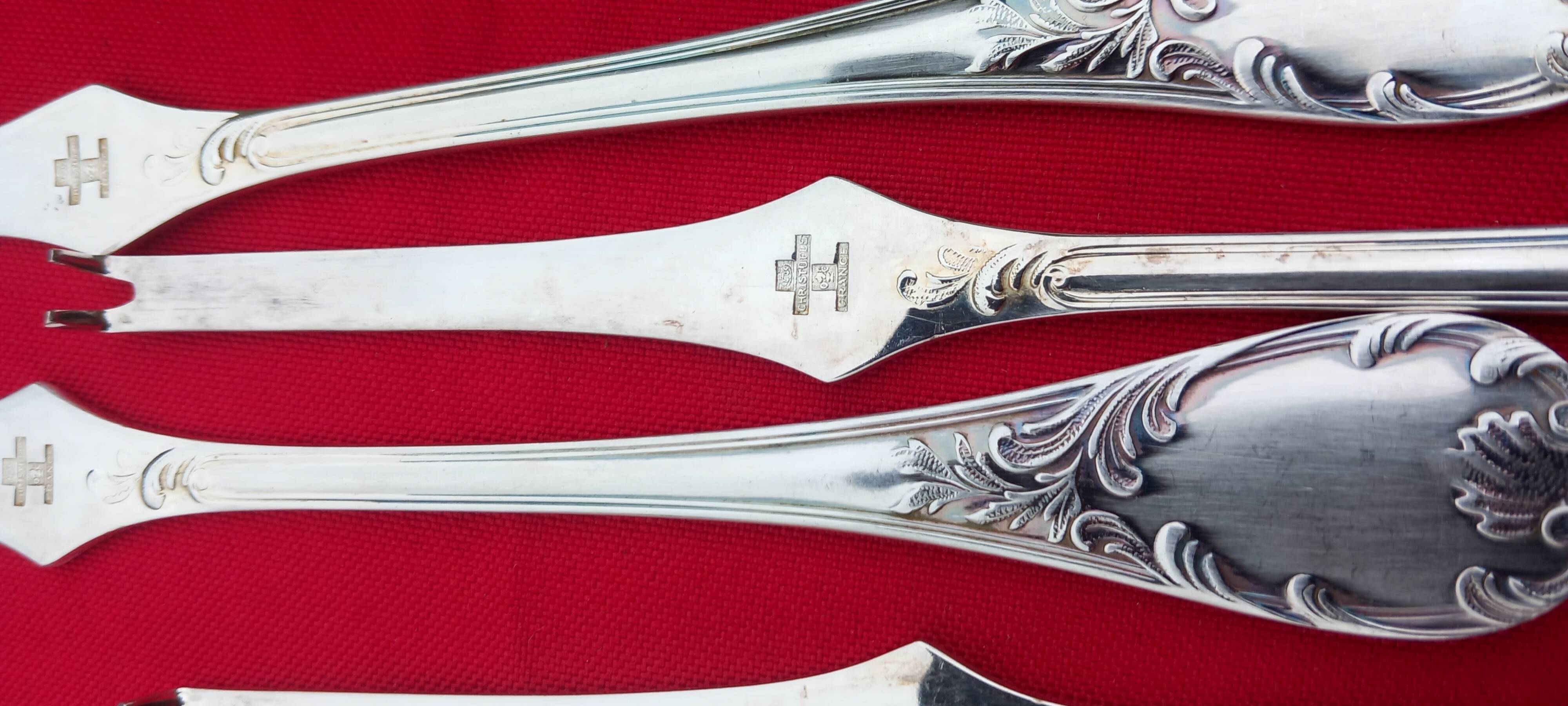 Christofle 12 lobster curettes - marly model - silver metal