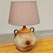 Modernist ceramic sandstone lamp with two handles from the 1950s