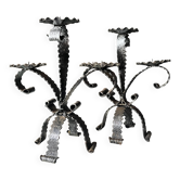 Paire de chandeliers ferronnerie artisanale