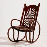 MK8961 Restored beech rocking chair by Gustav Siegel for Jacob & Josef Kohn
