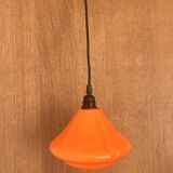 Orange opaline lamp suspension Space Age vintage 1970s