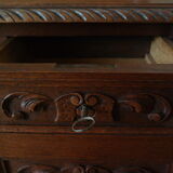 Neo-Renaissance oak cash desk and step